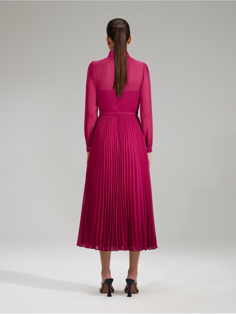 Self-Portrait Fuchsia Chiffon Midi Dress - Picture 2 of 7